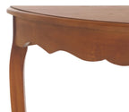 Urbane Crafts Solid Teak Wood Half-Moon Console Table – Vintage Demilune Entryway Table with Scalloped Apron and Storage Shelf