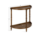 Urbane Crafts Premium Solid Teak Wood Semi-Circular Console Table with Bottom Shelf | Classic Entryway & Living Room Accent Table