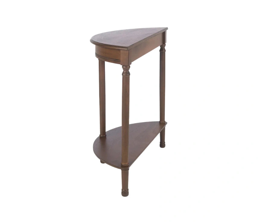 Urbane Crafts Premium Solid Teak Wood Semi-Circular Console Table with Bottom Shelf | Classic Entryway & Living Room Accent Table