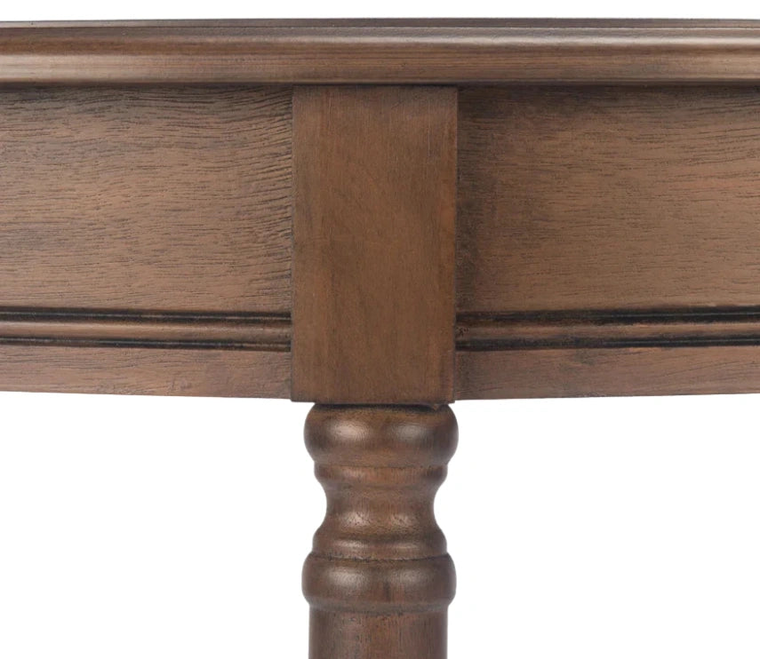 Urbane Crafts Premium Solid Teak Wood Semi-Circular Console Table with Bottom Shelf | Classic Entryway & Living Room Accent Table