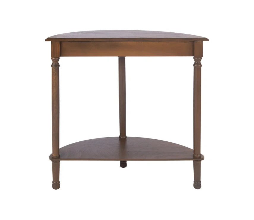 Urbane Crafts Premium Solid Teak Wood Semi-Circular Console Table with Bottom Shelf | Classic Entryway & Living Room Accent Table