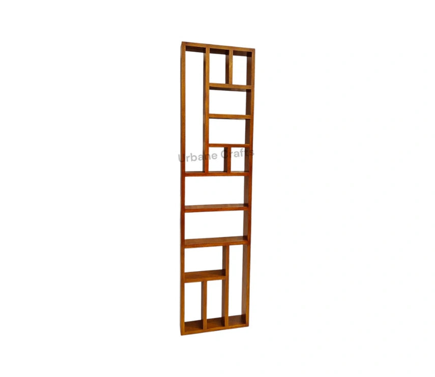 Handcrafted Solid Mango Wood Room Divider & Multi-Tier Display Bookshelf