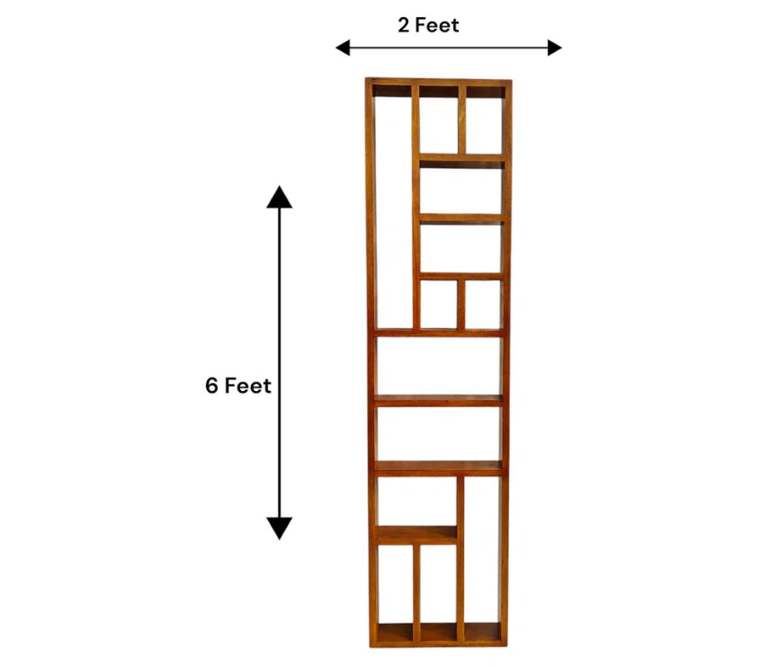 Handcrafted Solid Mango Wood Room Divider & Multi-Tier Display Bookshelf
