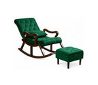 Urbane Crafts Premium Handcrafted Rosewood Rocking Chair with Tufted Cushion & Matching Footrest