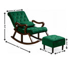 Urbane Crafts Premium Handcrafted Rosewood Rocking Chair with Tufted Cushion & Matching Footrest