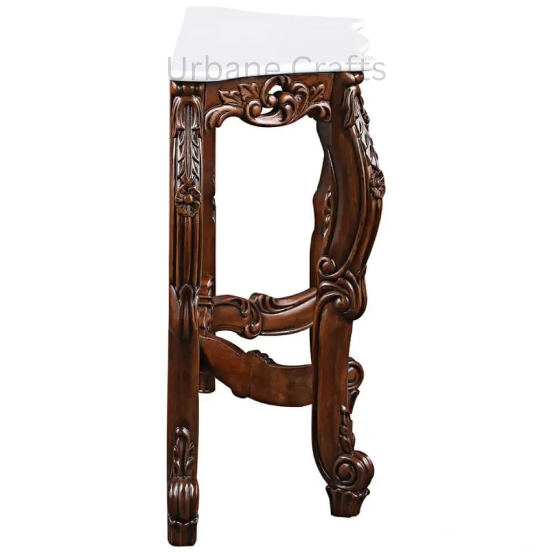 Urbane Crafts Wooden Carved Console Table | Solid Mango Wood, Walnut Brown | Decorative Table for Living Room, Hallway, Entryway, or Office | 48 x 34 x 15 Inches
