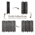 Urbane Crafts 6-Panel Solid Wood Room Divider Screen - 67" Tall Carved Folding Privacy Partition with 360° Swivel Hinges & Openwork Filigree Pattern (Dark Espresso)