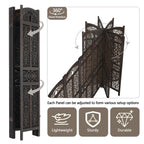 Urbane Crafts 6-Panel Solid Wood Room Divider Screen - 67" Tall Carved Folding Privacy Partition with 360° Swivel Hinges & Openwork Filigree Pattern (Dark Espresso)