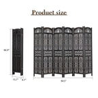Urbane Crafts 6-Panel Solid Wood Room Divider Screen - 67" Tall Carved Folding Privacy Partition with 360° Swivel Hinges & Openwork Filigree Pattern (Dark Espresso)
