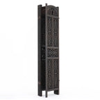 Urbane Crafts 6-Panel Solid Wood Room Divider Screen - 67" Tall Carved Folding Privacy Partition with 360° Swivel Hinges & Openwork Filigree Pattern (Dark Espresso)