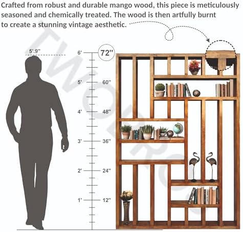 Urbane Crafts Wooden Room Divider Room Partition with Multiple Storage Shelfs Self Standing for Dividing Hall and Kitchen Space Home Office Space Divider Free Standing (48 x 72 x 4 Inches) Visit the TWOBROS Store