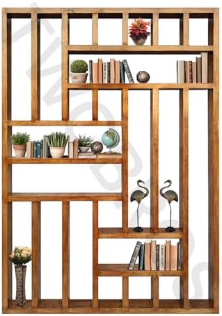 Urbane Crafts Wooden Room Divider Room Partition with Multiple Storage Shelfs Self Standing for Dividing Hall and Kitchen Space Home Office Space Divider Free Standing (48 x 72 x 4 Inches) Visit the TWOBROS Store