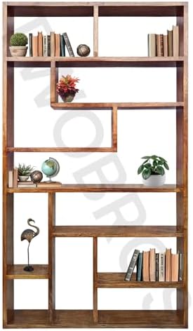 Urbane Crafts Wooden Room Divider Room Partition with Multiple Storage Shelfs Self Standing for Dividing Hall and Kitchen Space Home Office Space Divider Free Standing (39 x 72 x 6 Inches)