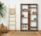 Handcrafted Solid Mango Wood Room Divider & Multi-Tier Display Bookshelf