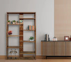 Handcrafted Solid Mango Wood Room Divider & Multi-Tier Display Bookshelf