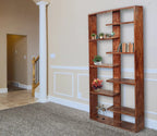Handcrafted Solid Mango Wood Room Divider & Multi-Tier Display Bookshelf
