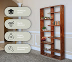 Handcrafted Solid Mango Wood Room Divider & Multi-Tier Display Bookshelf