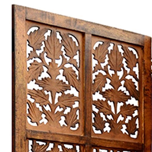 Urbane Crafts Wooden Room Partition/Screen/Room Divider/Room Separator Burnt Wood Finish (Hand Buffing) Frame Traditional Handicrafts 6Ft Height