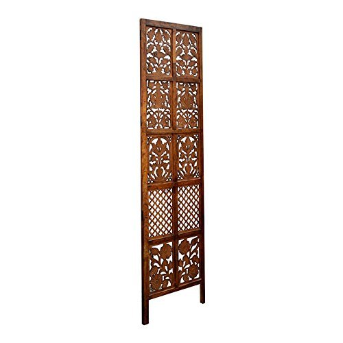 Urbane Crafts Wooden Room Partition/Screen/Room Divider/Room Separator Burnt Wood Finish (Hand Buffing) Frame Traditional Handicrafts 6Ft Height
