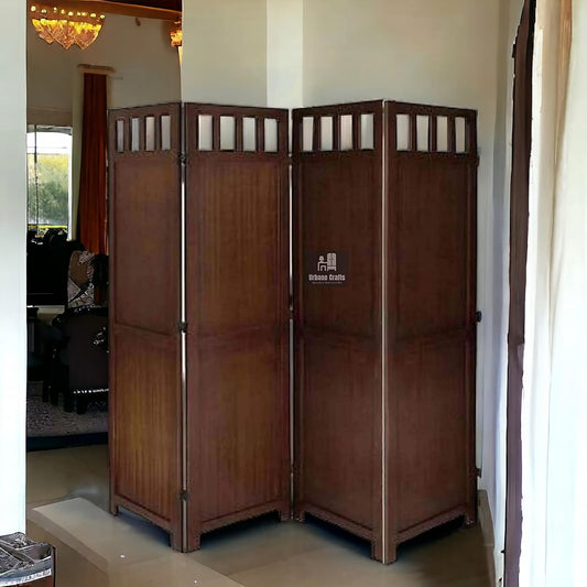 Urbane Crafts Wooden Partition Screen/Room Divider Traditional Handicrafts Plain Pattern 6Ft Height (2 Panel) (4 Panel)