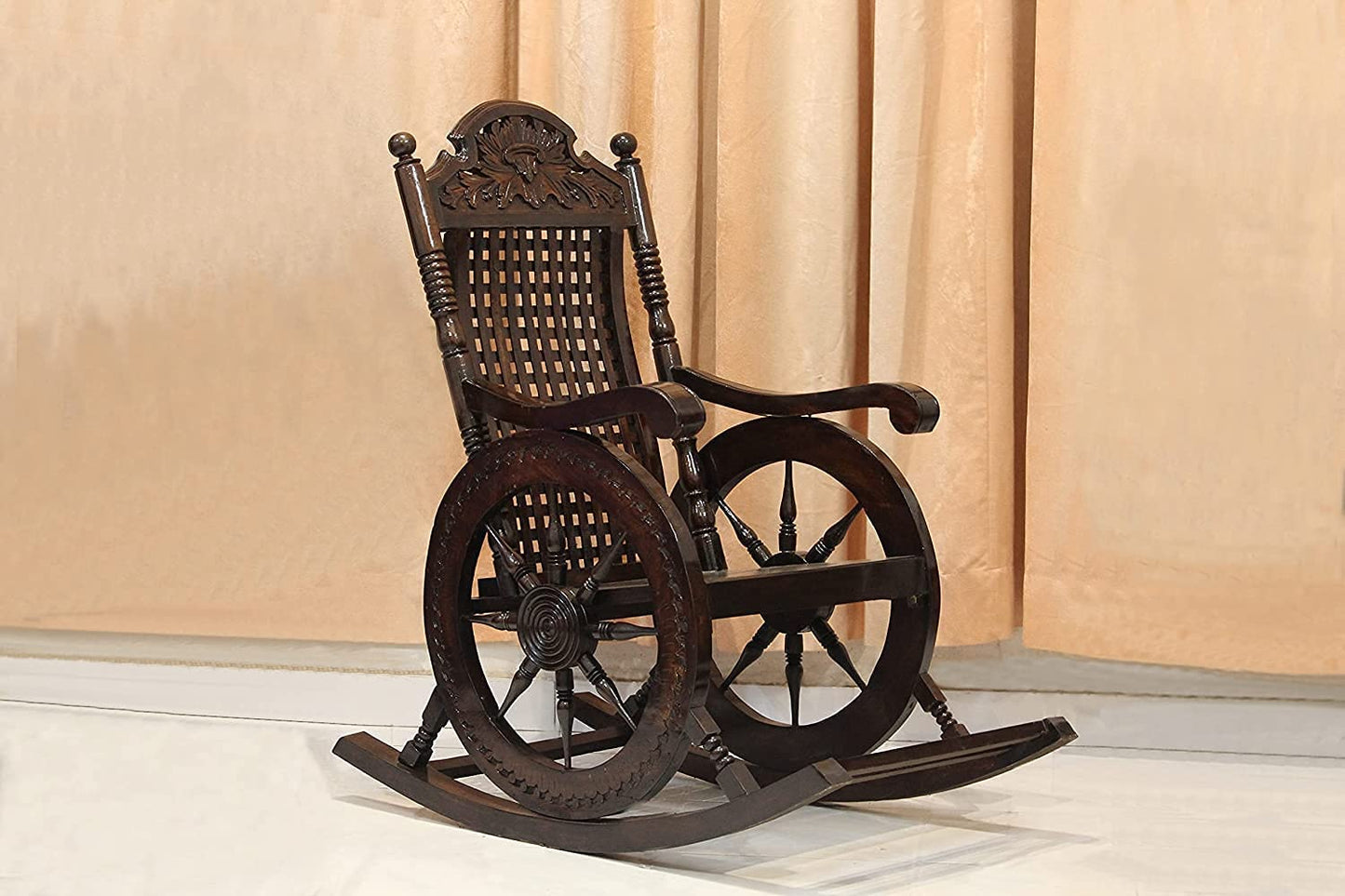 Click to see full view   VIDEO     Urbane Crafts Handmade Wooden Rocking Chair/Relax Chair with Cushion Comfort and Footrest for Adults for Reading/Relaxing for Home (Sheesham Wood) (Brown)